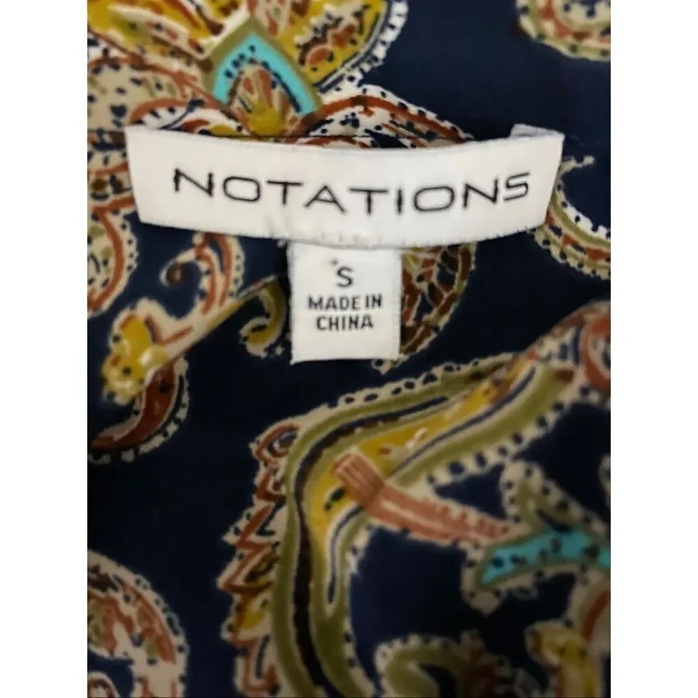 Notations paisley print tunic blouse size S